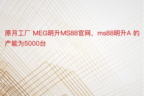 原月工厂 MEG明升MS88官网，ms88明升A 的产能为5000台